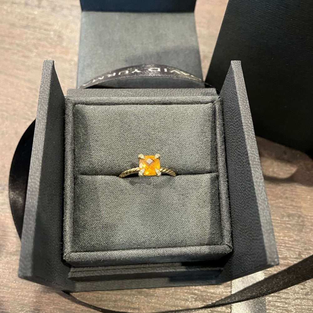 David Yurman Chatelaine with Citrine and Diamonds in 18K Gold, 7mm